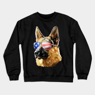 Patriotic German Shepherd American Flag Sunglasses Crewneck Sweatshirt